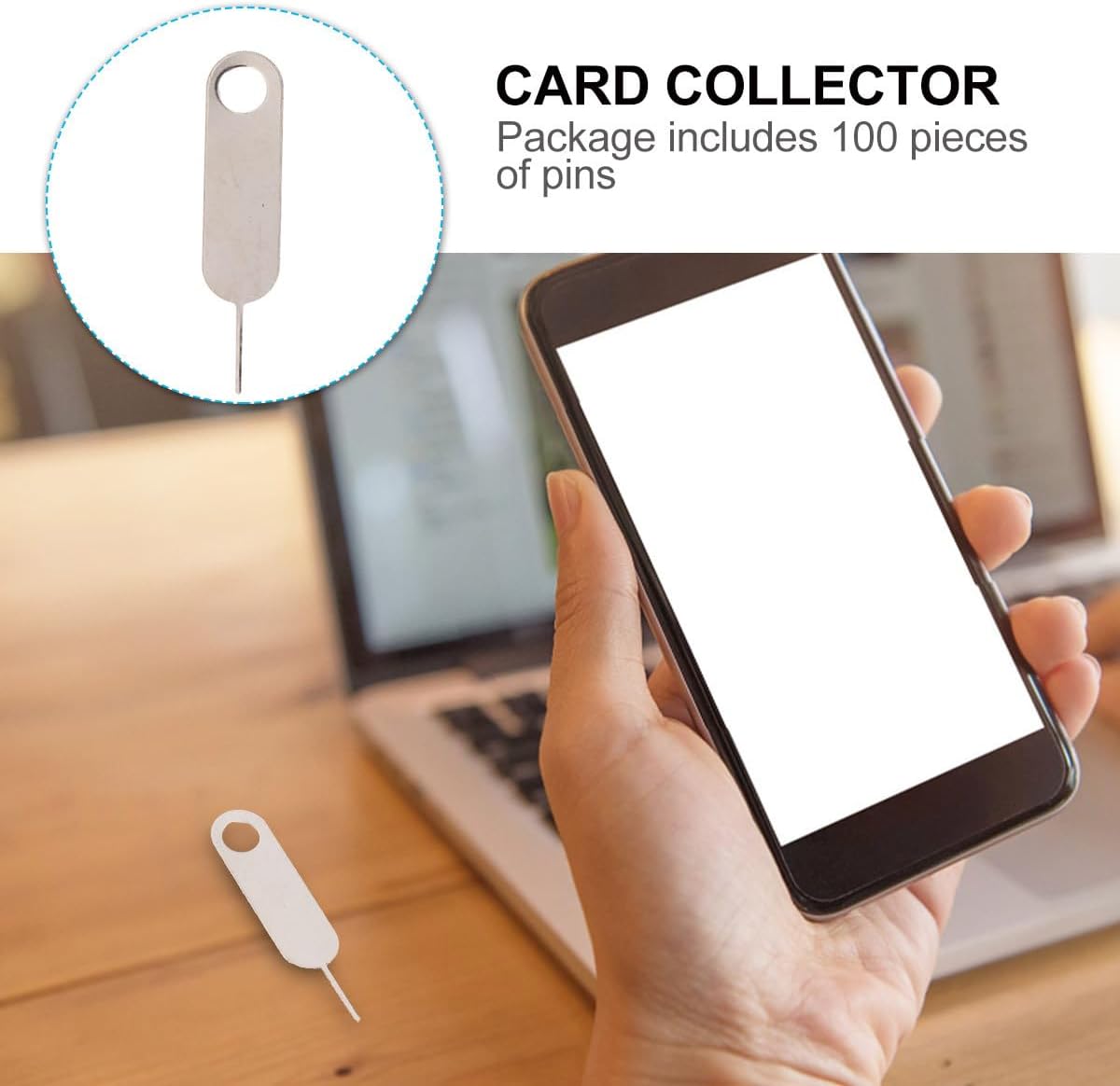 100pcs Homoyoyo Universal Sim Tray Eject Pin Tool Kit, Hard Steel Mobile Phone Card Removal Needle for Smartphones