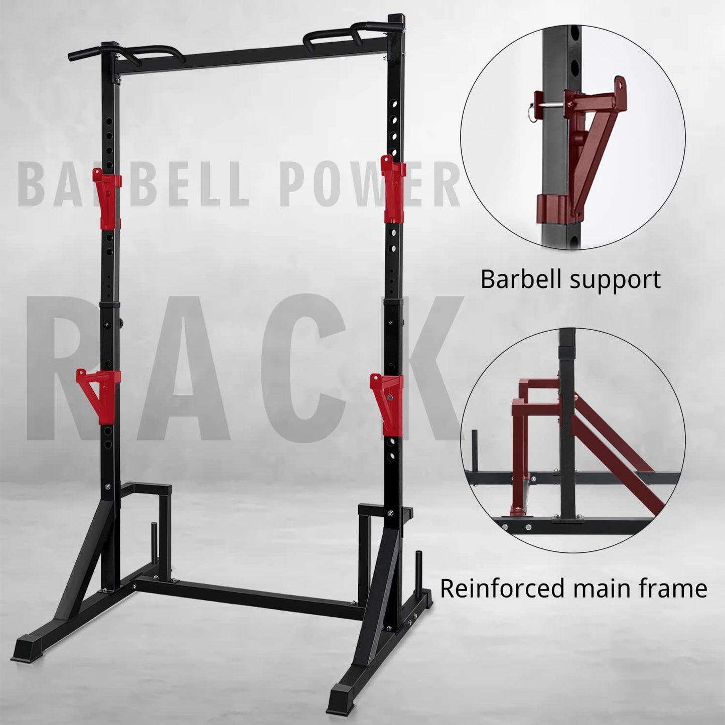 CANPA Multifunction Power Rack with Pull up Bar, Heavy Capacity and Adjustable Squat Stand Rack for Home Gym Equipment, Power Rack Cage (Black)