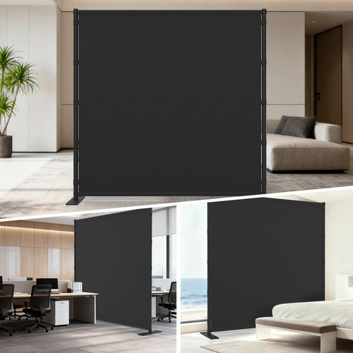 AKTOP Room Divider, Freestanding Single Panel Privacy Screen, Portable Temporary Wall Dividers for Room Separation, Large Room Partitions and Separators with Carrying Bag, 71''W x 76''H, Black