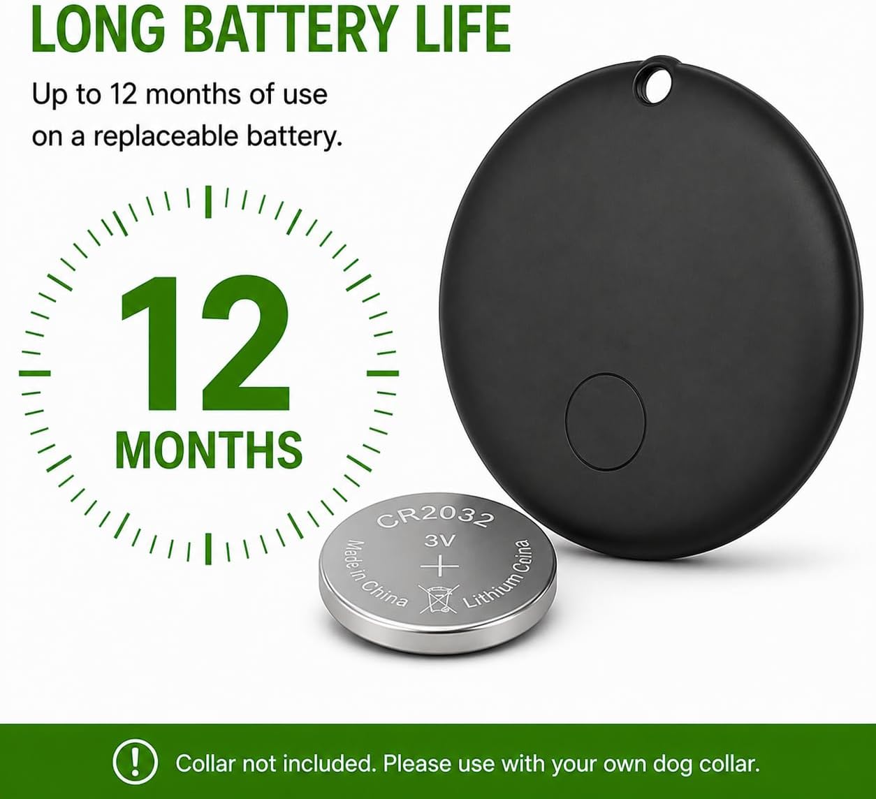 MDTZULIK GPS Collar for Dogs,Pet Tracker (Android Only) Smart tag,Waterproof Compatible with Google Find My,No Monthly