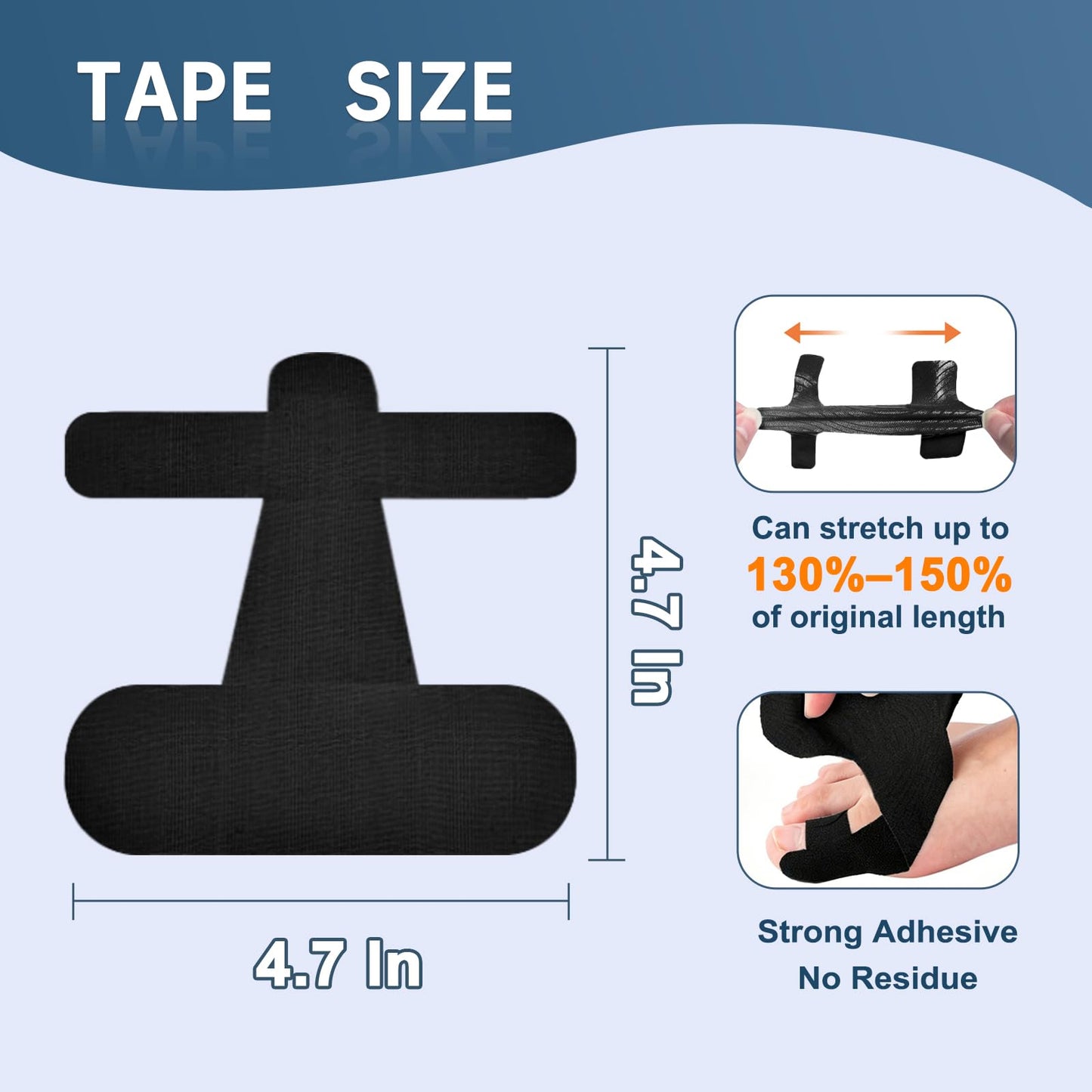 IEADEN Precut Kinesiology Tape for Bunion, 40 Pcs, Bunion Corrector, Big Toe Support and Pain Relief, Breathable Hypoallergenic Latex-Free Tape (Black)