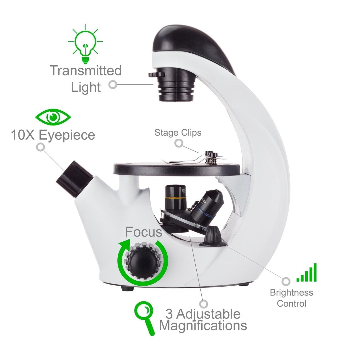 IQCrew STEM Science Discovery 40X-500X Inverted Microscope with 25 Prepared Slides, and Microscope Book for Students