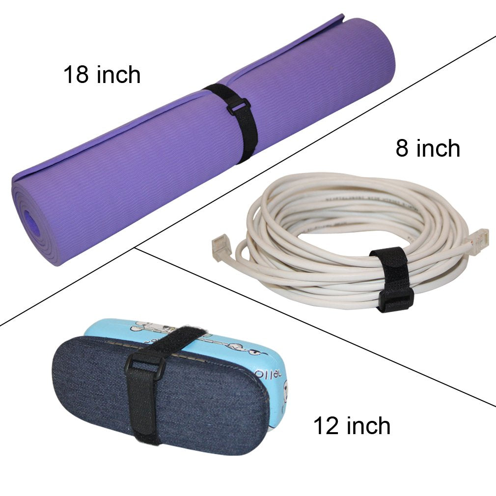 YiwerDer 32Pcs Reusable Fastening Cable Straps and Cable Ties with Buckles, Variety Sizes 8"-12"-18"-24"-36", Premium Adjustable Multi-Purpose Hook and Loop Cinch Strap Cord Ties