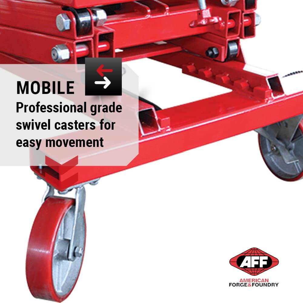 AFF Powertrain Lift Table - Air Assist Work Table with Scissor Lift Design - for Transmissions, Fuel Tanks, Engines, Transaxles, Large Electric Vehicle Batteries - 2,500 lbs Capacity