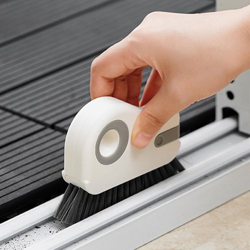 Groove Cleaning Brush - 2 in 1 Grout Cleaner Tool with Hard Bristle Grip for Sliding Door Tracks & Windows