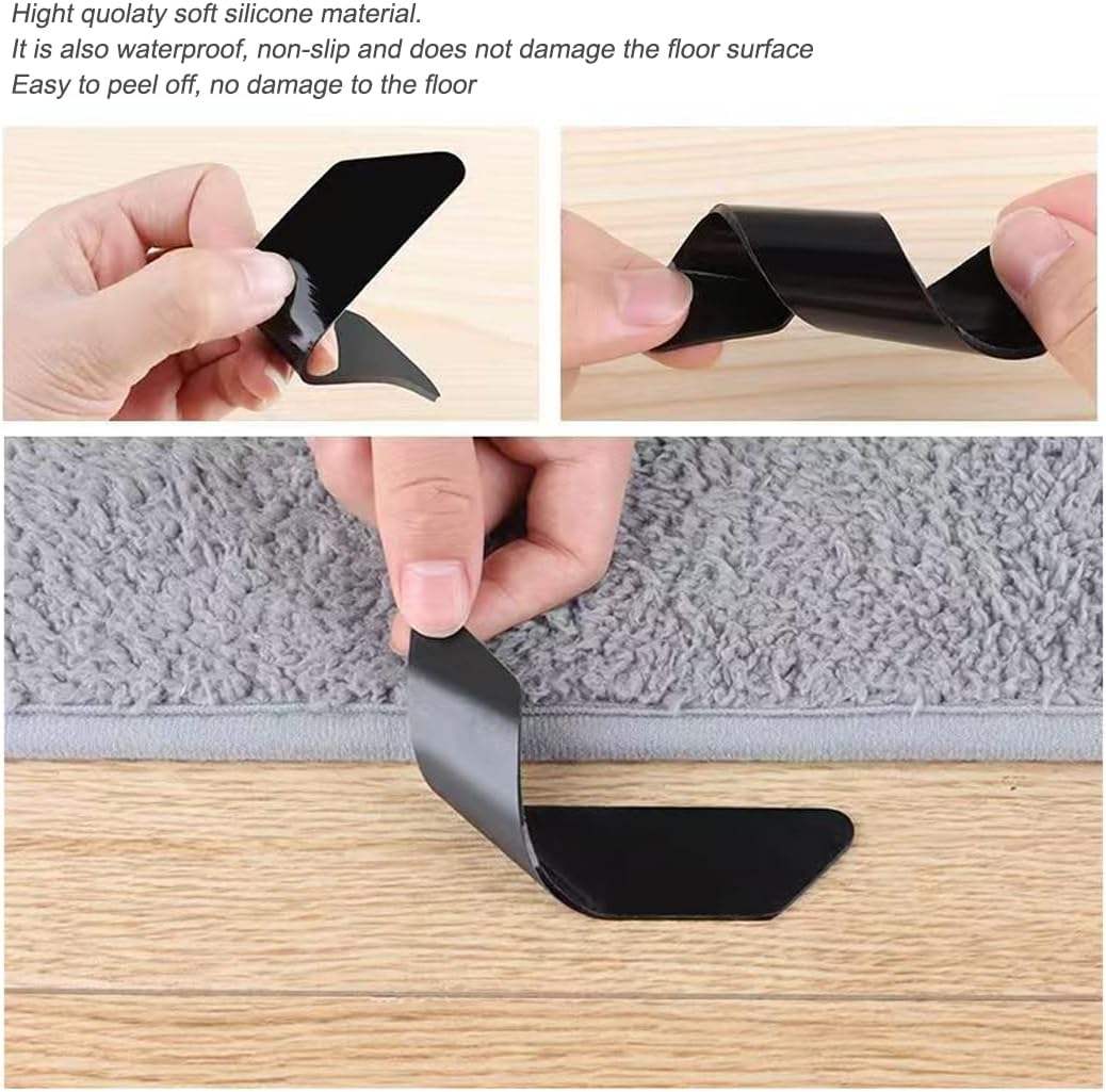 Rug Grippers 24 Pack - Reusable Dual-Sided Carpet Sticky Pads for Curling Corners | Keeps Rugs Secure on Hardwood Floors