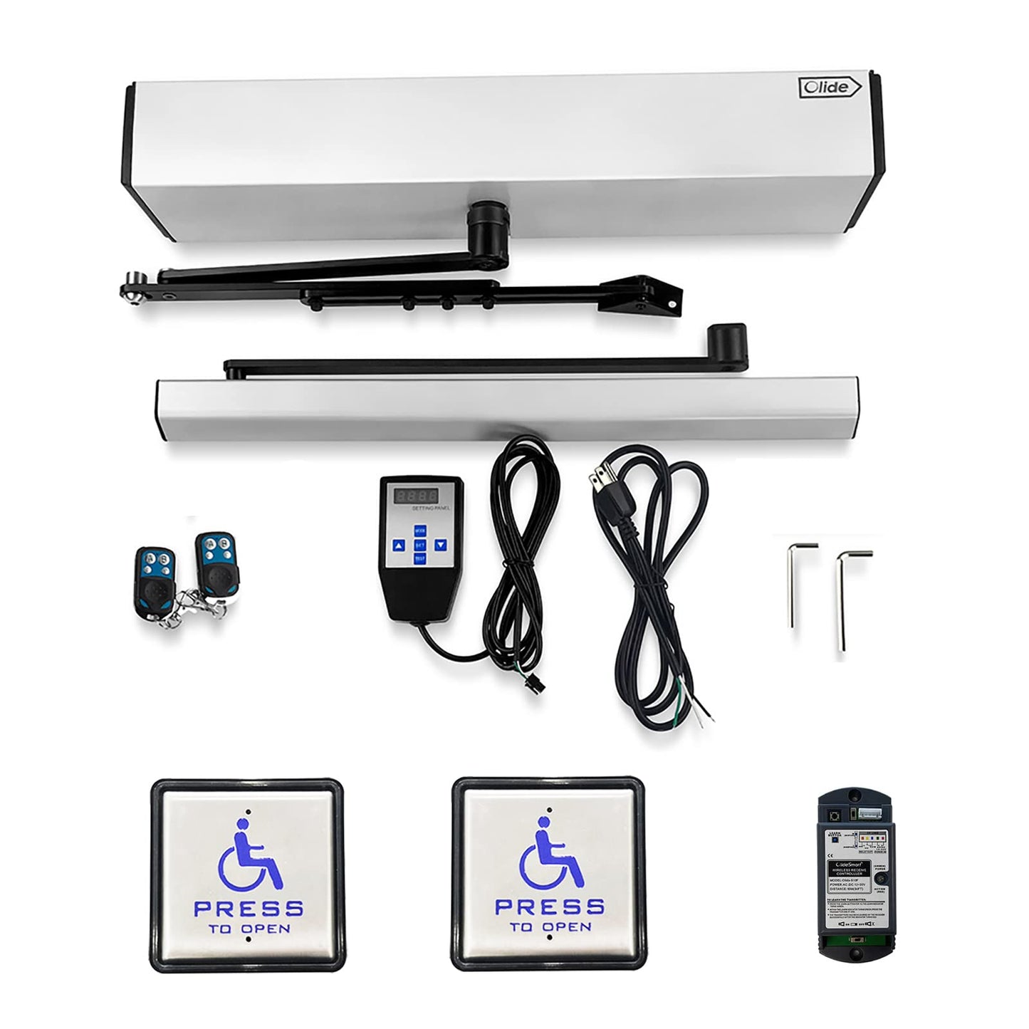 Olideauto DSW120 Swing Door Opener/Closer Residential/Commercial,Automatic Residential/Commercial Door Opener/Operator+2PCS Wireless Handicap Push Buttons