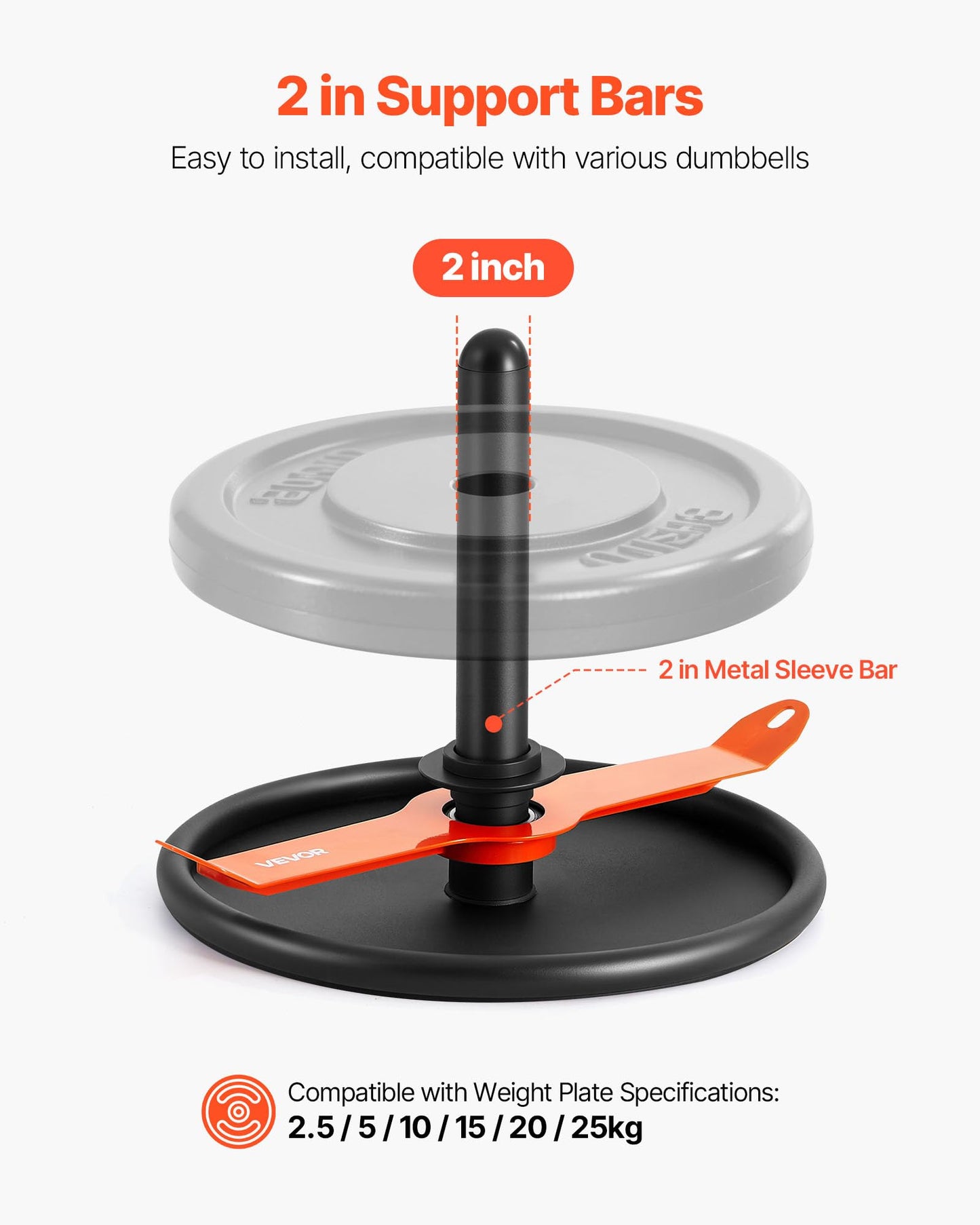 VEVOR Weight Sled, Steel Power Sled, Fitness Strength Training Pull Push Running Sled, Fitness Workout Sled Push Gym Equipment, with Harness, Compatible 2 in Weight Plates, Orange & Black
