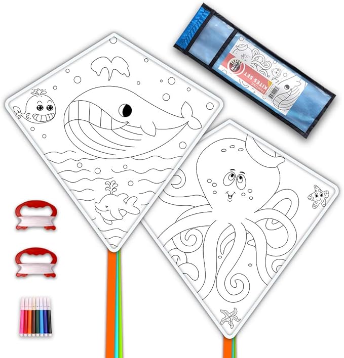 DIY Kites for Kids Kite Making Kit Bulk, Decorating Coloring Kite Party Pack,White Diamond Kite Kits