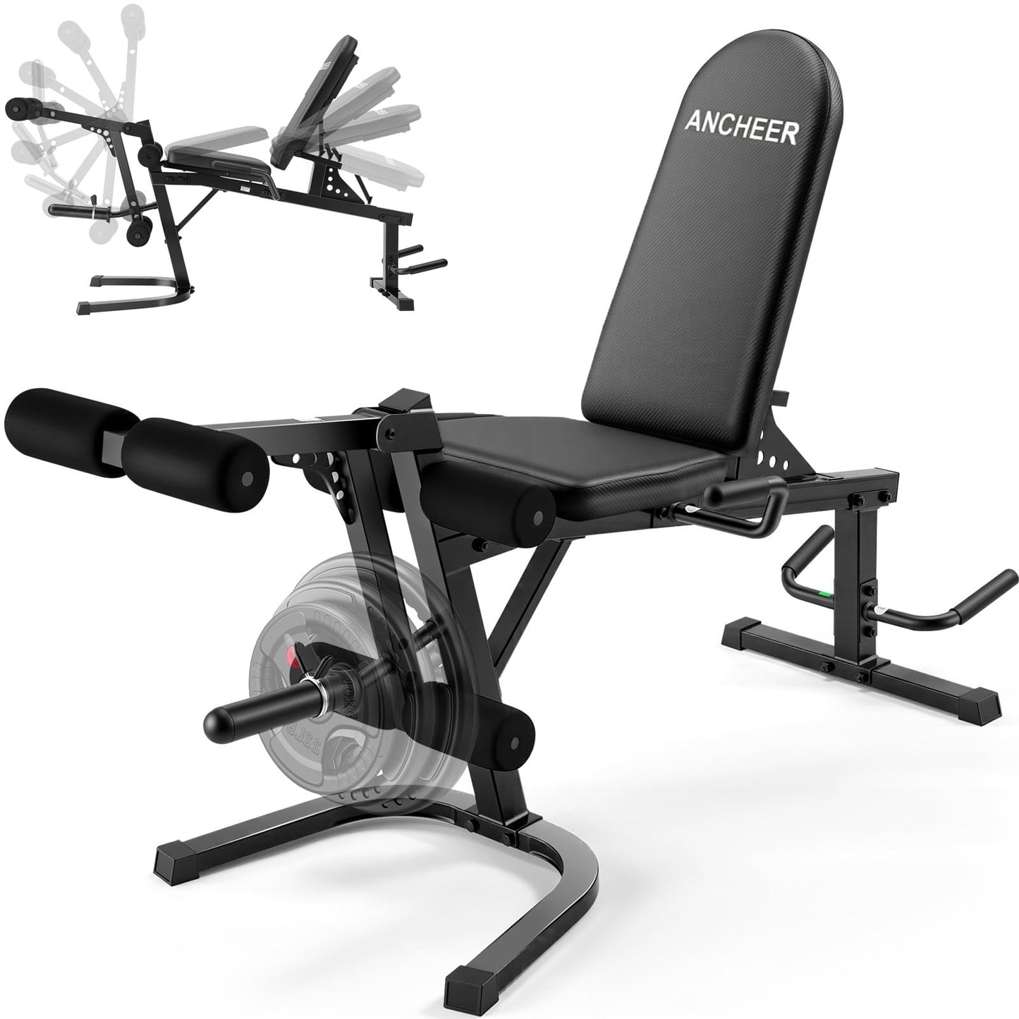 ANCHEER Leg Extension and Curl Machine, 880LBS Adjustable Leg Extension Machine, 4 in 1 Seated & Lying Leg Curl Machines for Home Gym Workout Equipment, Leg Exercise Weight Machine with Cable System