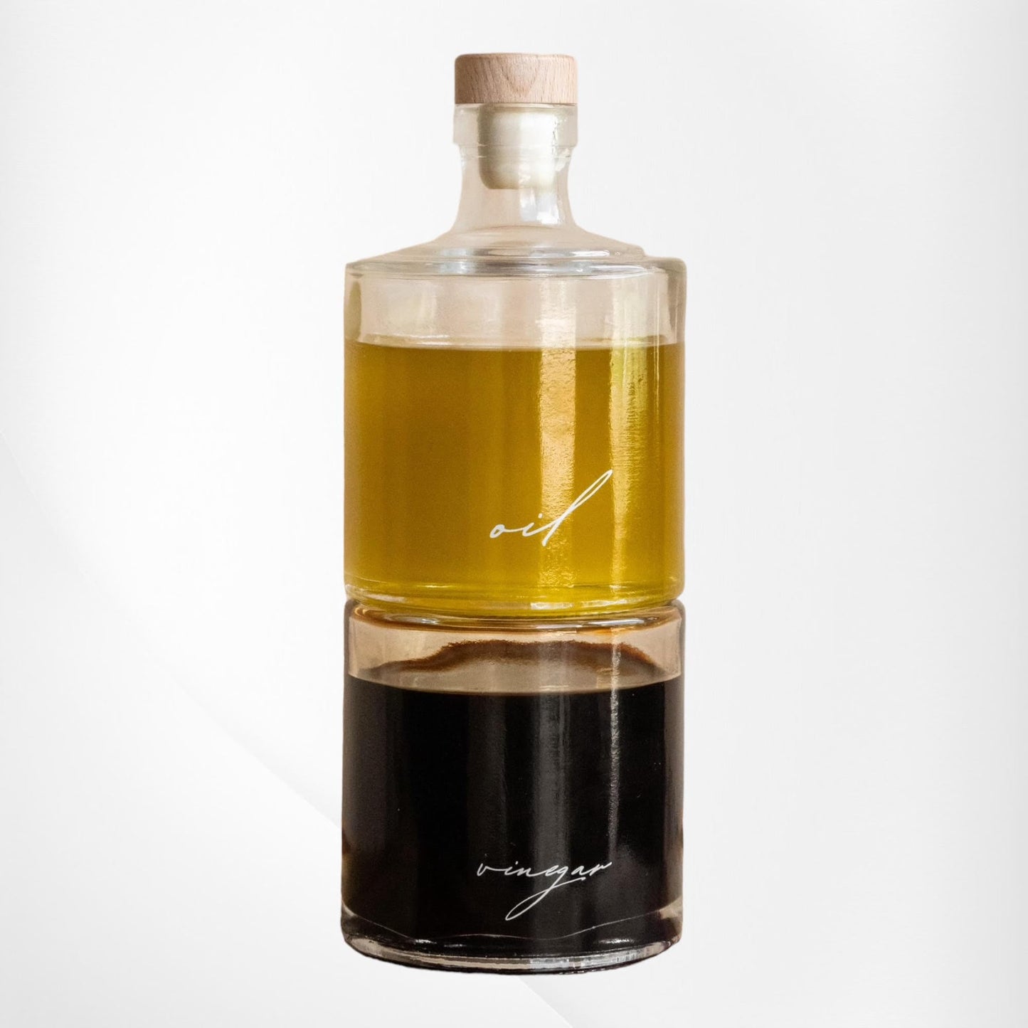 Oil and Vinegar Glass Dispenser Set, 8oz Bottles with Cork Lid - Handcrafted, Premium Quality, Eco-Friendly