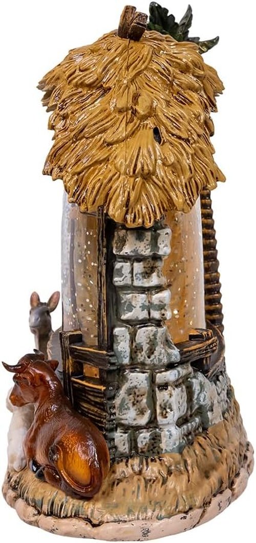 Kurt S. Adler 8-Inch Battery Operated Nativity Scene - USB Lighted with Spinning Glitter Water