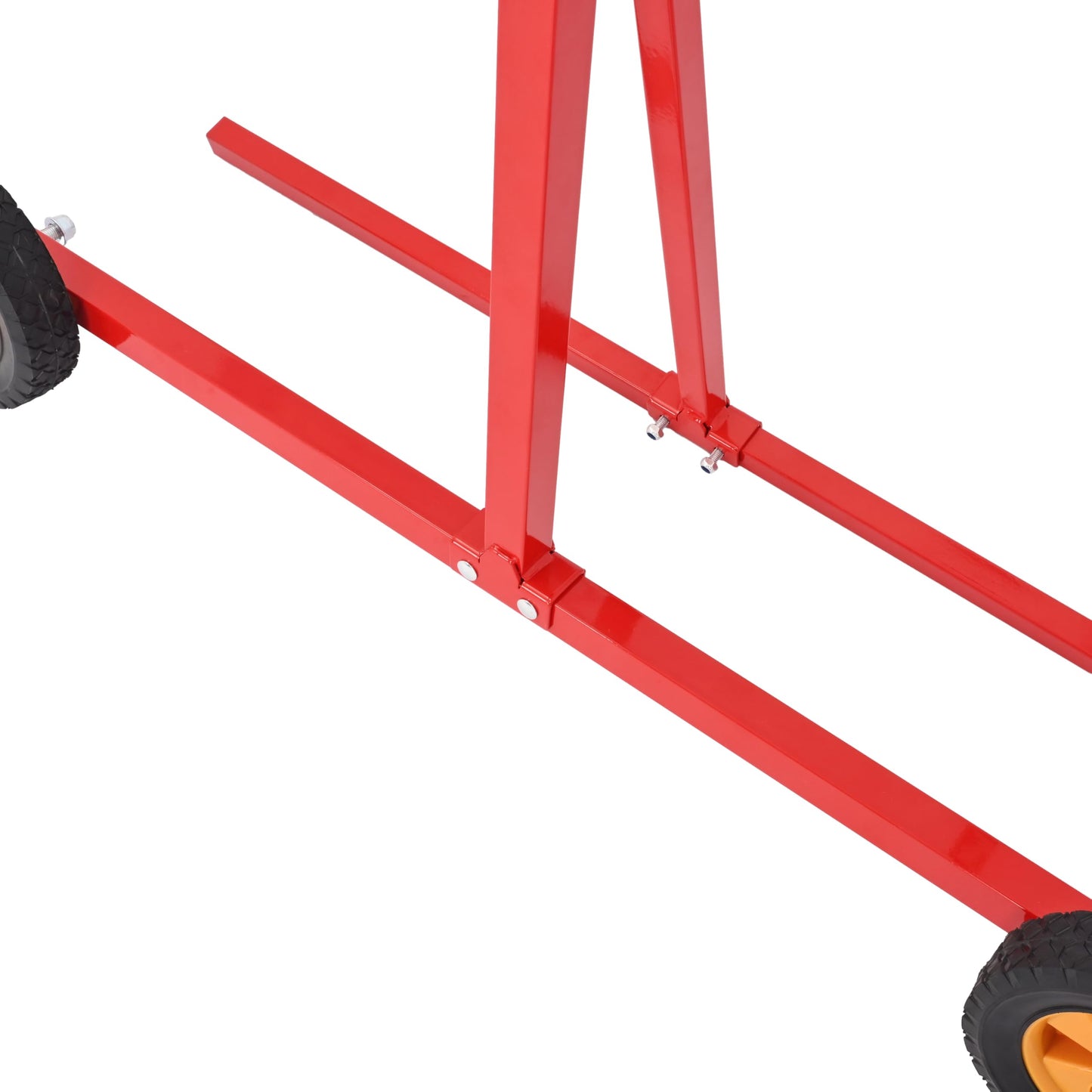 ALMULOO Paint Stand Rotating Auto Panel Repair Stand Universal Folding Vehicle Parts Holder w/Adjustable Hooks Mobile Casters Steel Red Powder Coated