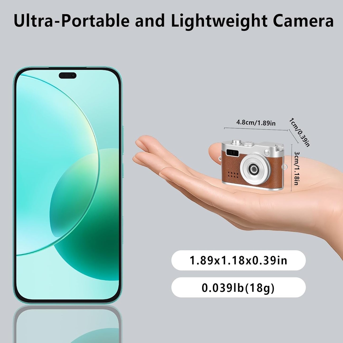 Mhaohuofu 1080p 32GB 6 0.96" 100 Mini Keychain Camera, FHD Mini Digital Camera with SD Card, Flash, Creative Filters