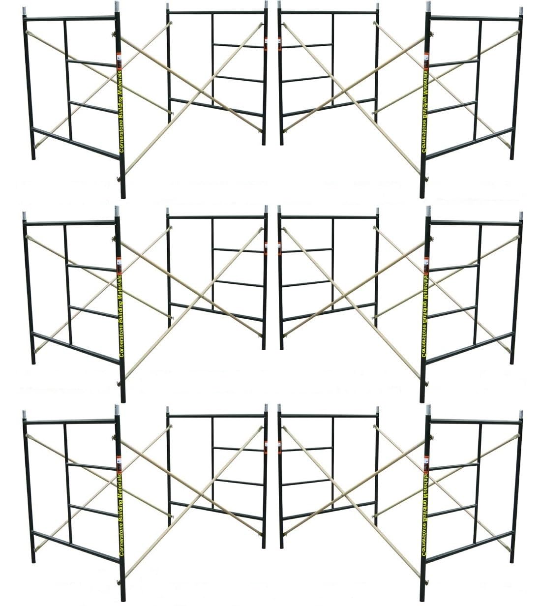 CBM Scaffold 5' X 5'1"" X 7' Flip Lock Frames and Cross Braces (Set of 6), Dark Green