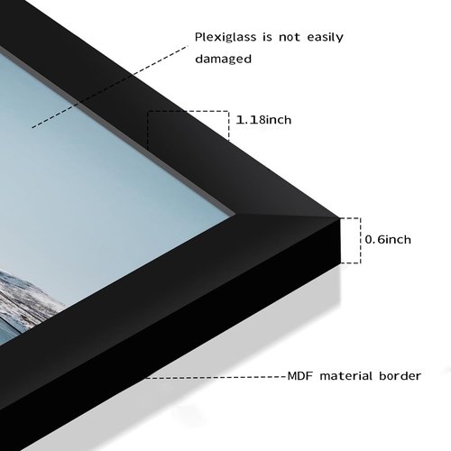 Black Picture Frame Set of 5 by [Brand Name] - Versatile 24x36 & 20x30 Frames for Horizontal or Vertical Display