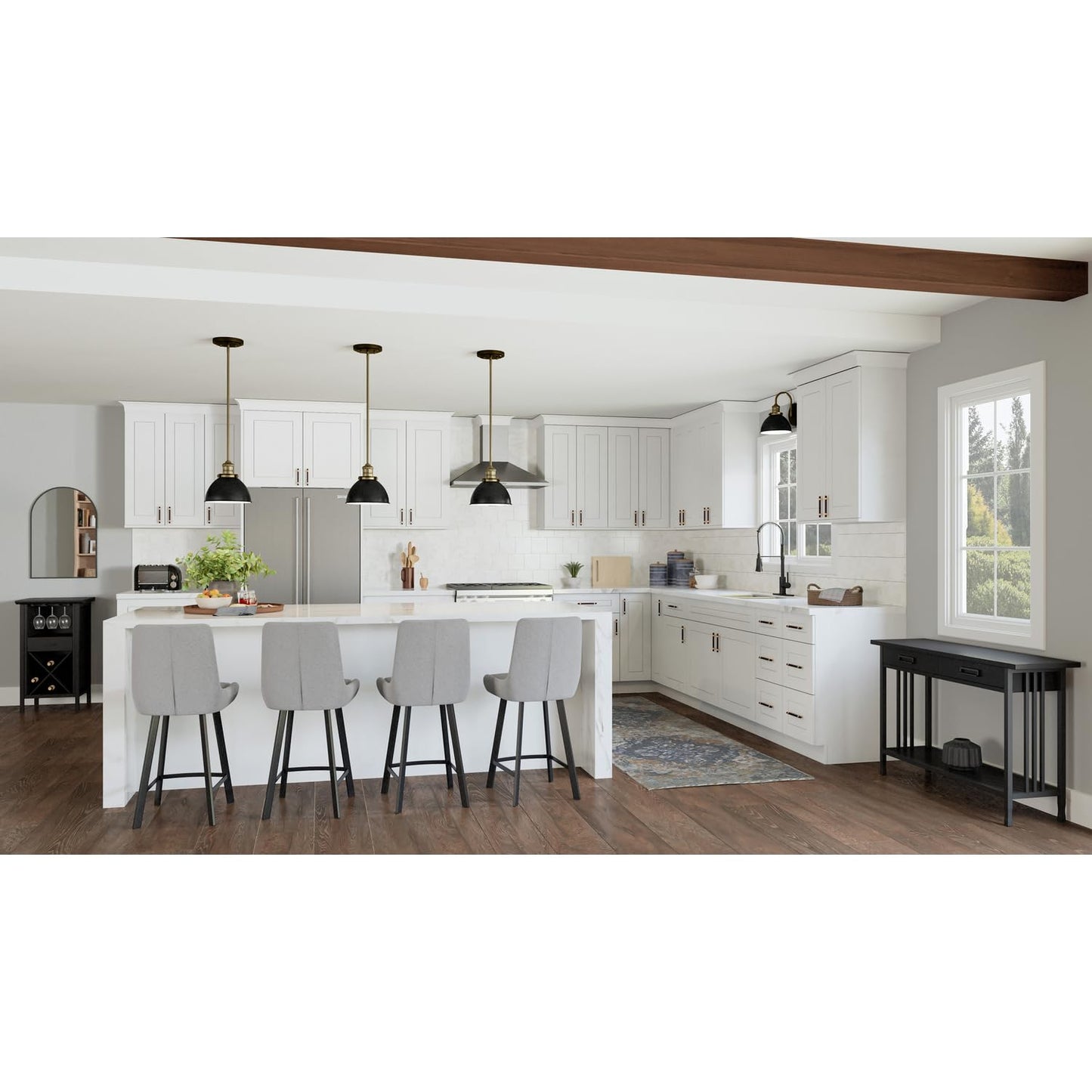 Design House Brookings Shaker Fully Assembled Sink Base Kitchen Cabinet SB42, 42 W x 24 D x 34.5 H, Painted White, Solid Wood, Design House, 613307