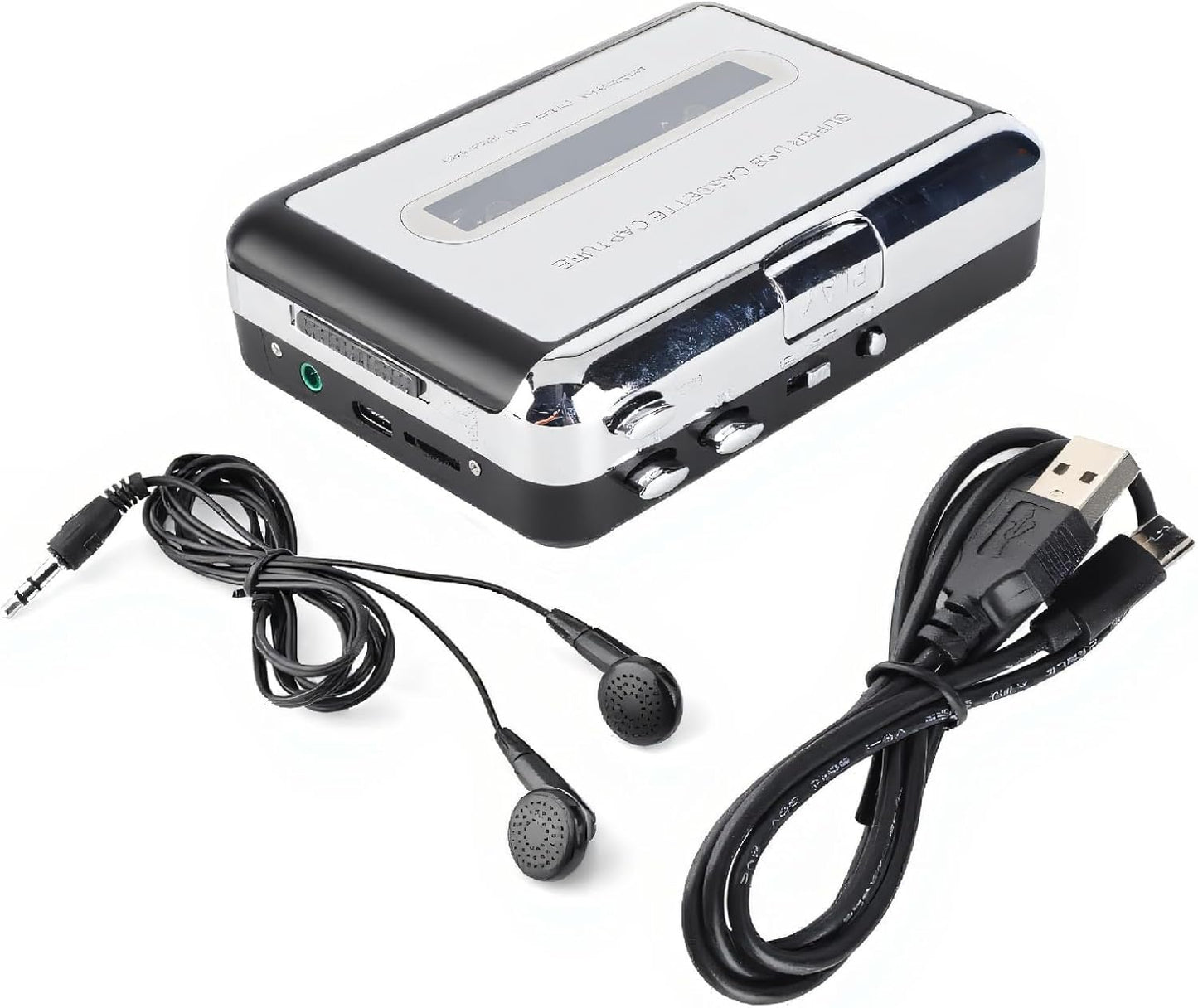 Vvikizy Cassette Cassette MP3 Cassette mp3 Cassette mp3 Microcassette Player USB Tape to PC CD Switcher Clear Stereo