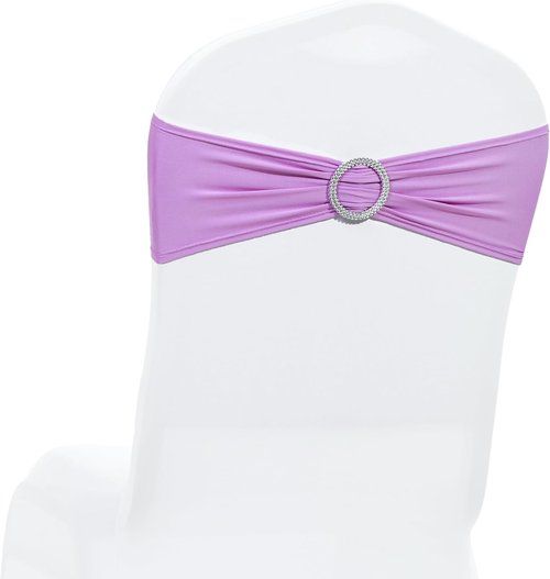 MDS Spandex Chair Sashes - Universal Fit Elastic Stretch Bands with Buckle for Weddings | Light Purple, Pack of 125
