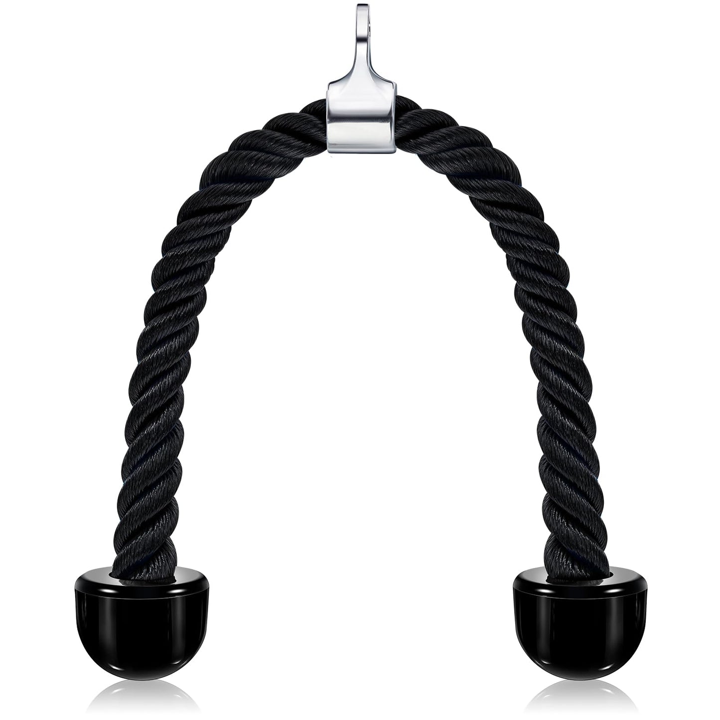 tchrules Universal Tricep Rope Pull Down - 28 Inch Heavy Rope Length, Easy to Grip & Non Slip Cable Attachment, Suitable for Professional Gyms (Black)