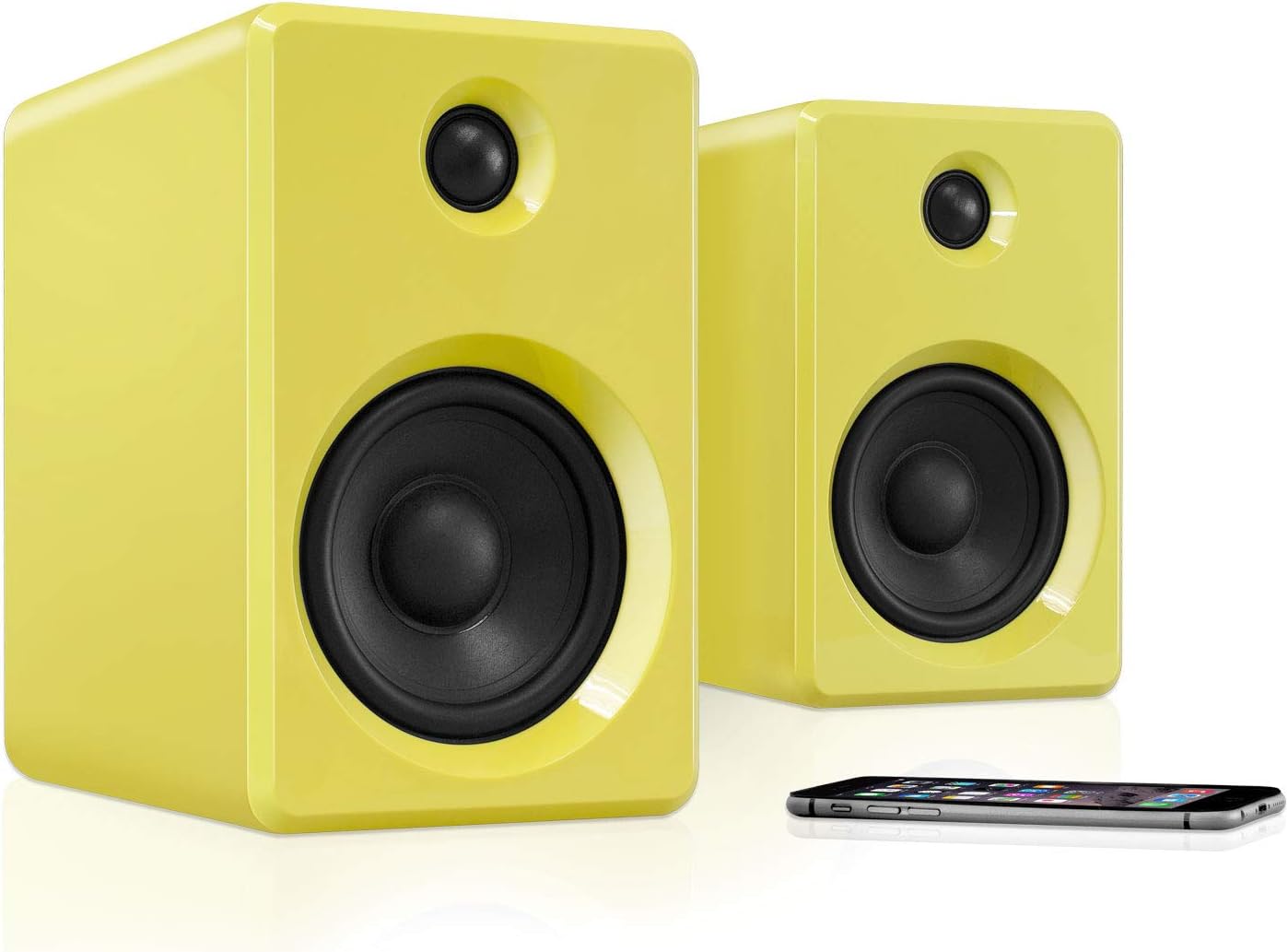 innovative Technology 50 (ITSB-421-YEL) it. Rechargeable Bluetooth Wireless watt Bookshelf Speakers, Yellow