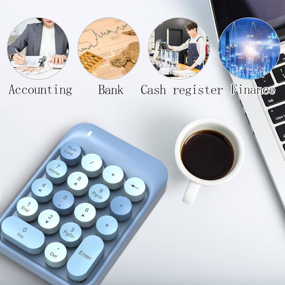 FELICON 18 2.4G Accounting Wireless Numeric Keypad Keys with Mini Portable Silent Number Pad USB Receiver Financial