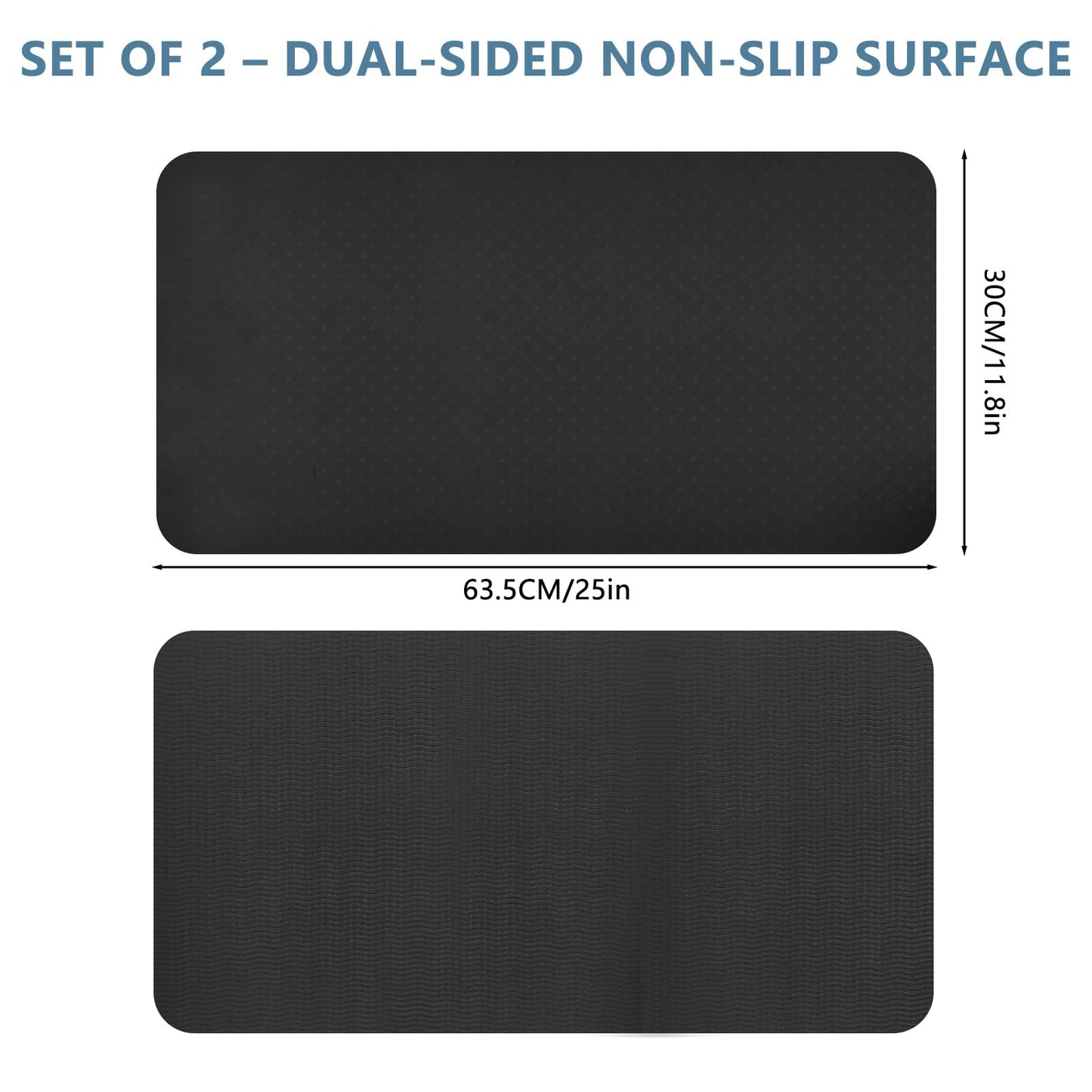 2PCS 0.24" Thick Mat Pads for Peloton Bike & Concept 2 Rower – Non-Slip Compact Floor Protectors for Small Spaces, Home Gym Use on Hardwood, Carpet & Tile, 25"x11.8"