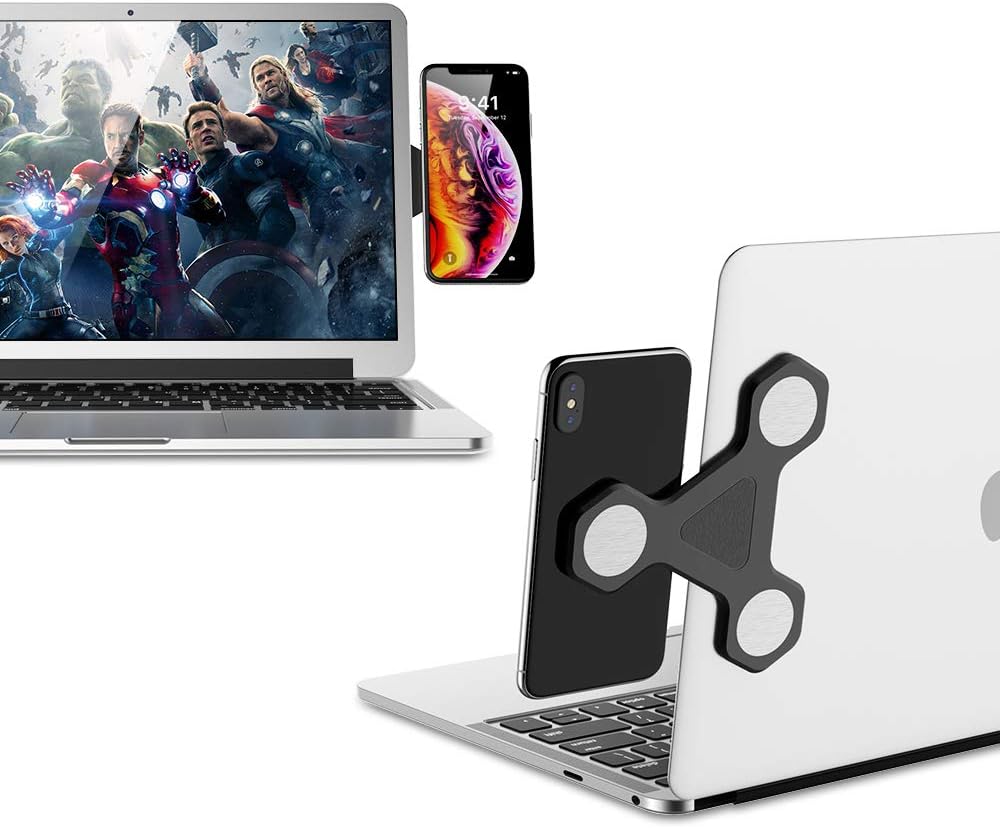 xcivi Magnetic Laptop Side Mount Bracket - Dual Screen Holder for Tablets & Smartphones (Black)