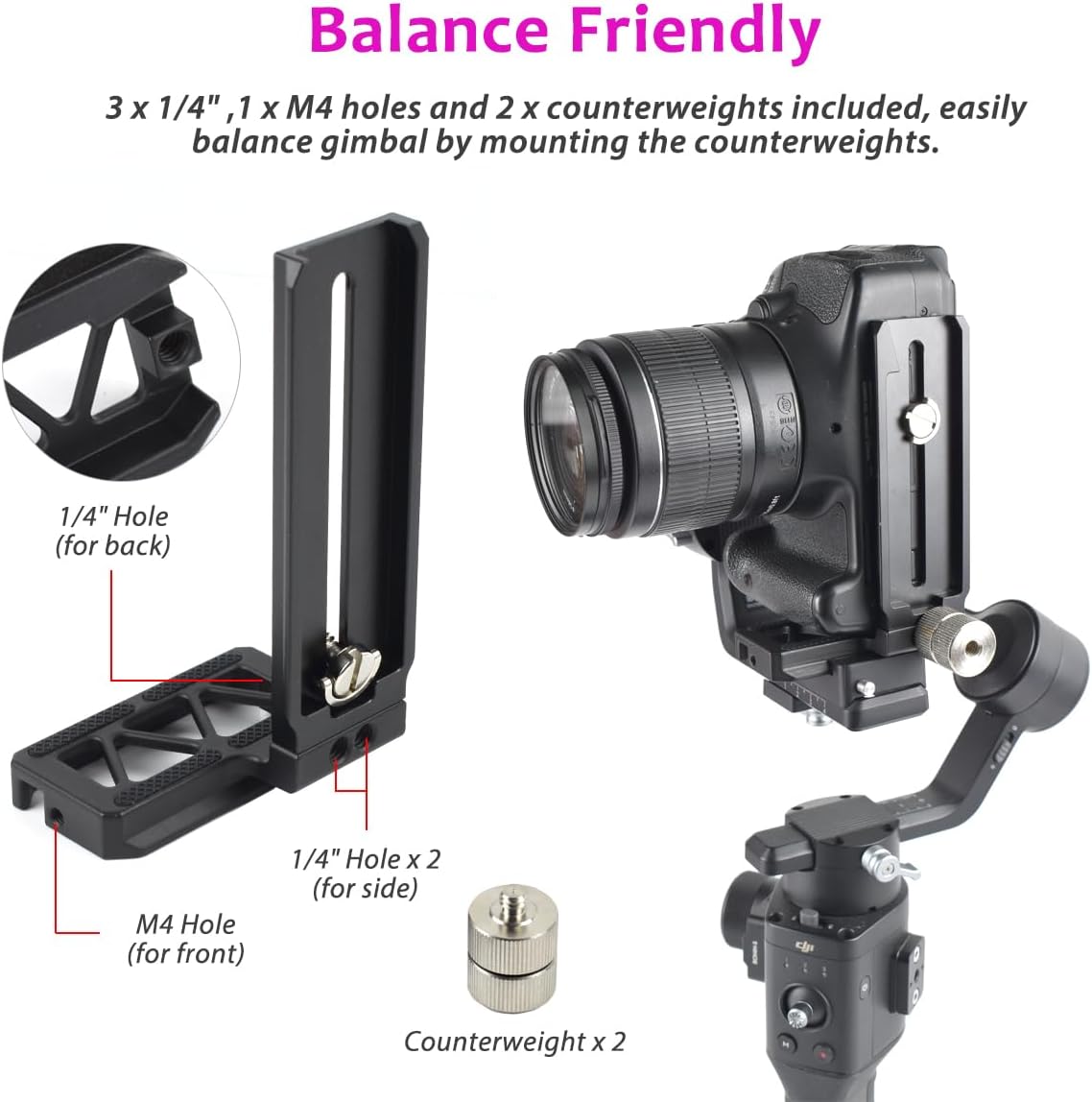 Akeipho L Bracket Vertical Mount for DJI Ronin SC, Aluminum Camera Quick Release Plate for Ronin SC Gimbal Stabilizer