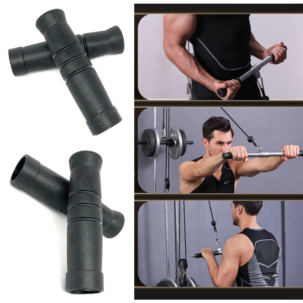 SquEqu 4 Pack LAT Pulldown Machine Straight Bar Grips Non-Slip Tricep Bar Rubber Grips for Fitness LAT and Lift Pulley System Cable Machine Attachment Row Handles Cable Station Pull Down Gym