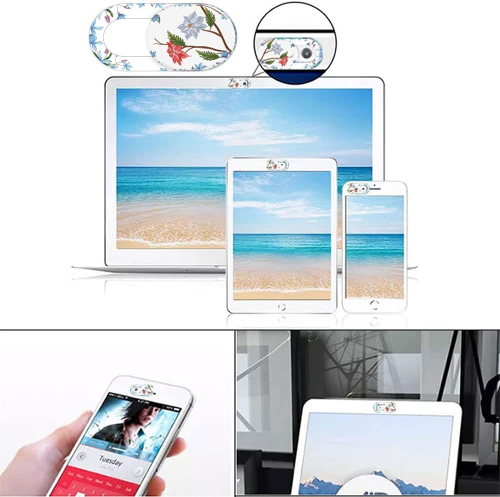 FadyRaye 8 Pack, Laptop Camera Cover Slide Cute Flower Webcam Cover Slide Phone Camera Cover, Ultra-Thin Computer