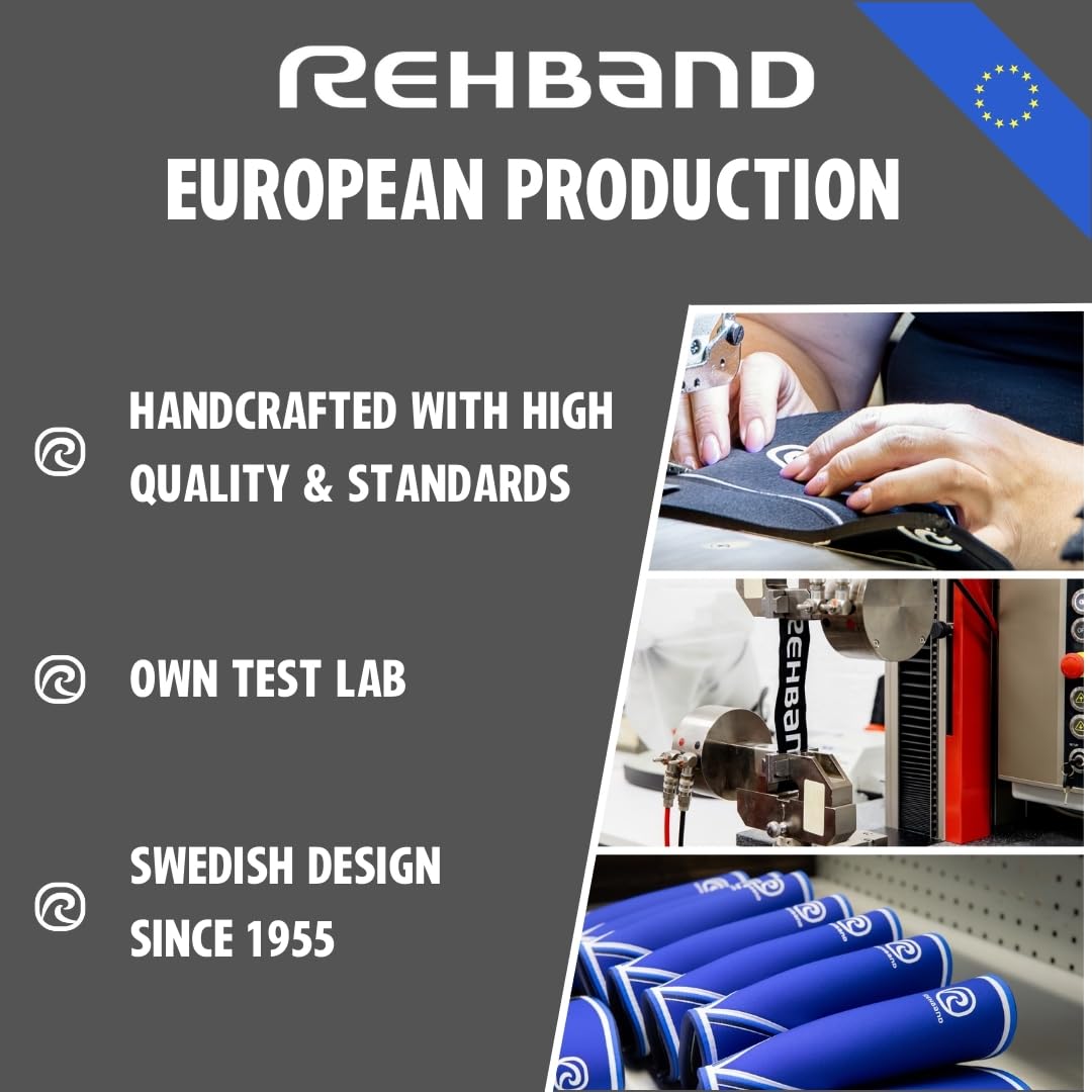 Rehband Knee Sleeve 3mm Neoprene, Lightweight Knee Brace for Endurance and Ball Sports, Unisex Compression Starter Knee-Sleeves, Breathable Running Knee Support, Colour:Black, Size:XX-Large