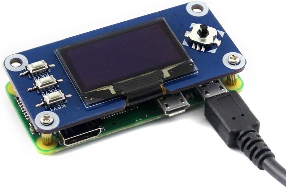 1.3inch 128x64 Communicating I2C Waveshare OLED Display HAT for Raspberry Pi Pixels with Embedded Controller via SPI