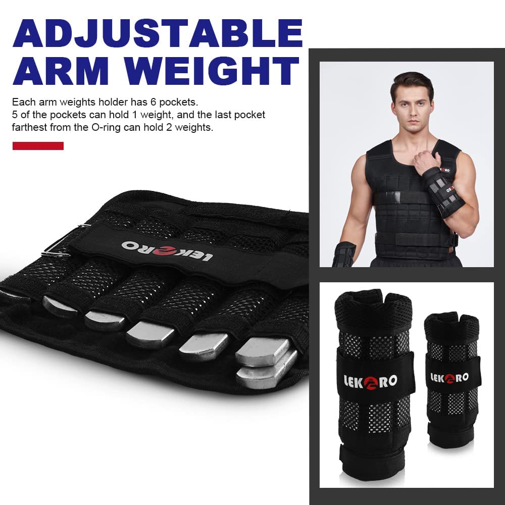Weighted Vest Set 44LB for Men & Women, Adjustable Workout Weight Vest with Steel Plates, Weighted Training Vest with Wrist Weights and Ankle Weights for Strength Training, HIIT, Rucking & Cardio