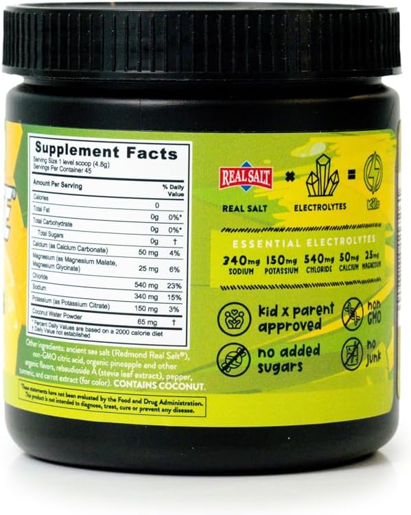 REDMOND Re-Lyte Kids Hydration Electrolyte Mix Powder, Pineapple 7.62 oz