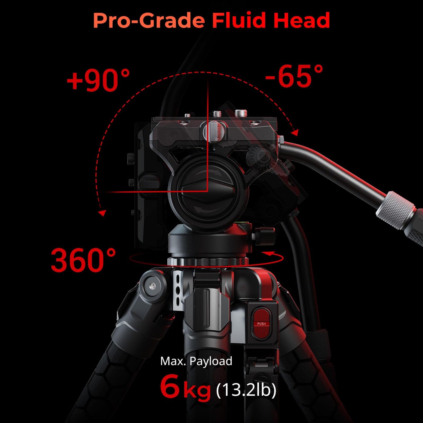 SMALLRIG x Potato Jet TRIBEX SE Hydraulic Aluminum Camera Tripod, with Video Fluid Head, 6kg/13.2lb Load, Max Height 166cm, Professional Video Tripod for Interviews/Wedding/Landscape - 5305