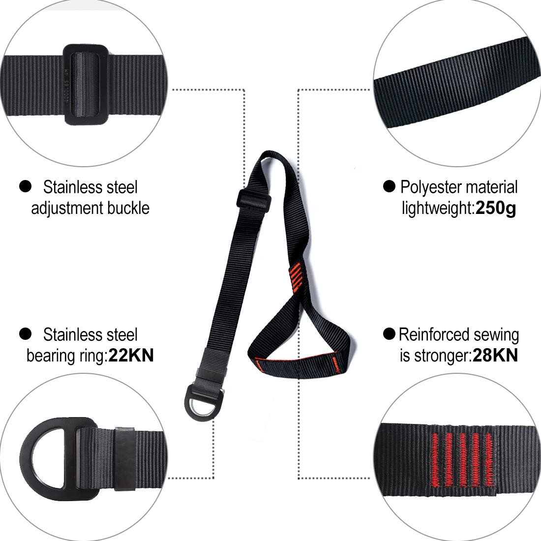 NewDoar Foot Ascender Loop for Climbing Tree Arborist (Black)