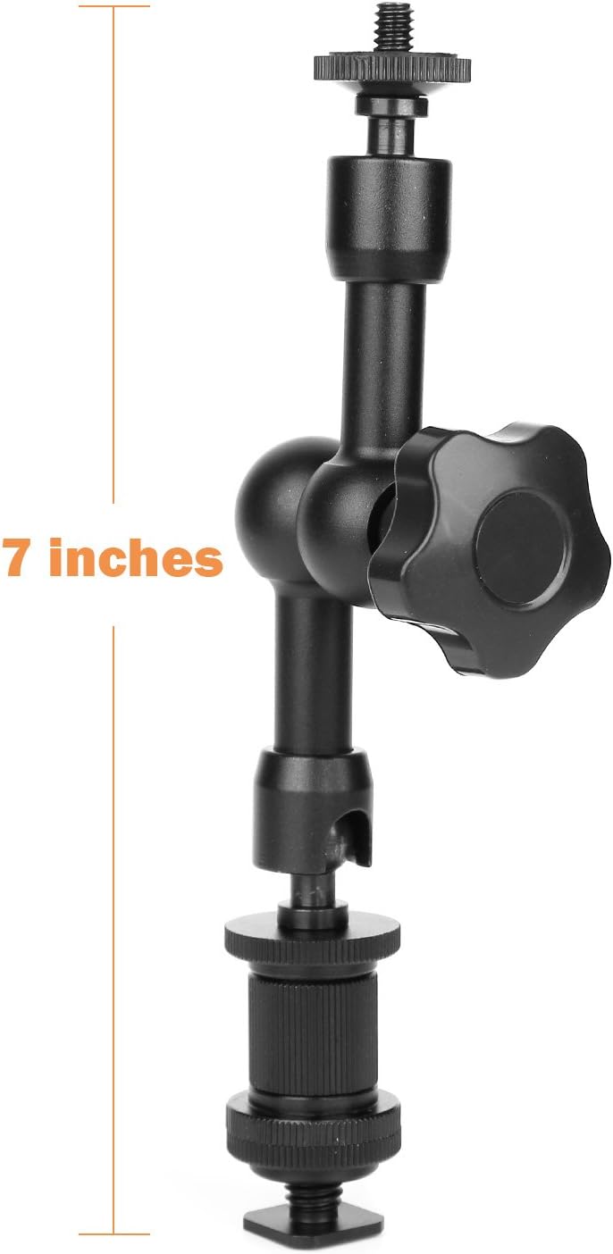 ChromLives 7'' 1/4'' Magic Arm, Articulating Magic Friction Arm Adjustable with Hot Shoe Mount Tripod Screw Compatible