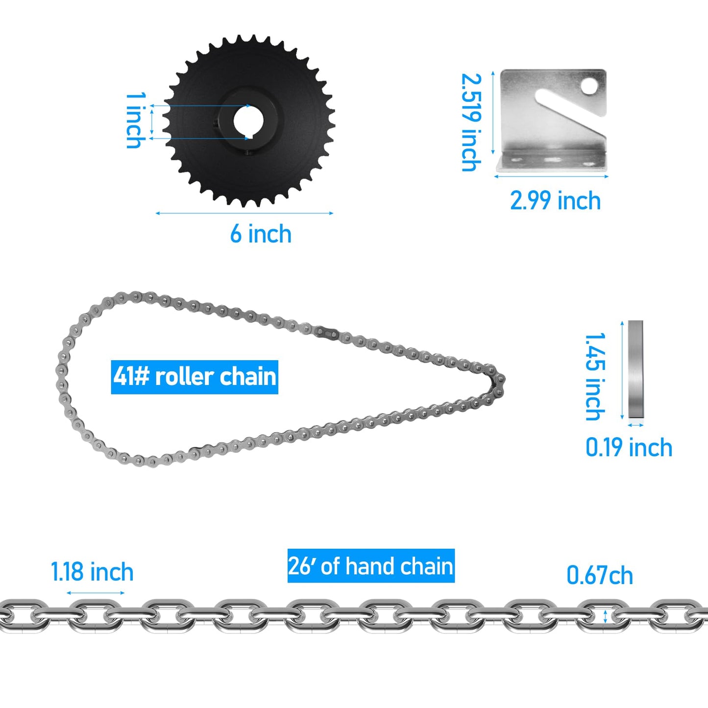 ZUIWAN Garage Door Jackshaft Chain Hoist Opener - 3:1 Reduced Drive Heavy Duty Chain Hoist for Roll Up Doors