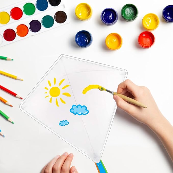 DIY Kites for Kids Kite Making Kit Bulk, Decorating Coloring Kite Party Pack,White Diamond Kite Kits