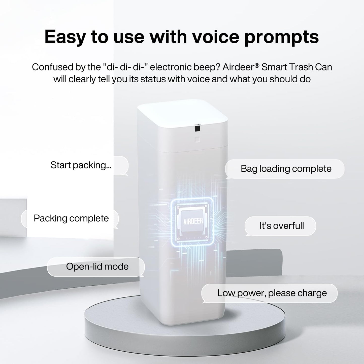 Airdeer L2 Automatic Trash Can, 8 Gallon Self Sealing and Self-Changing Smart Trash Can, Motion Sensor, Touchless Garbage can with lid for Kitchen Office, 6 Refill Bag Rings(White)