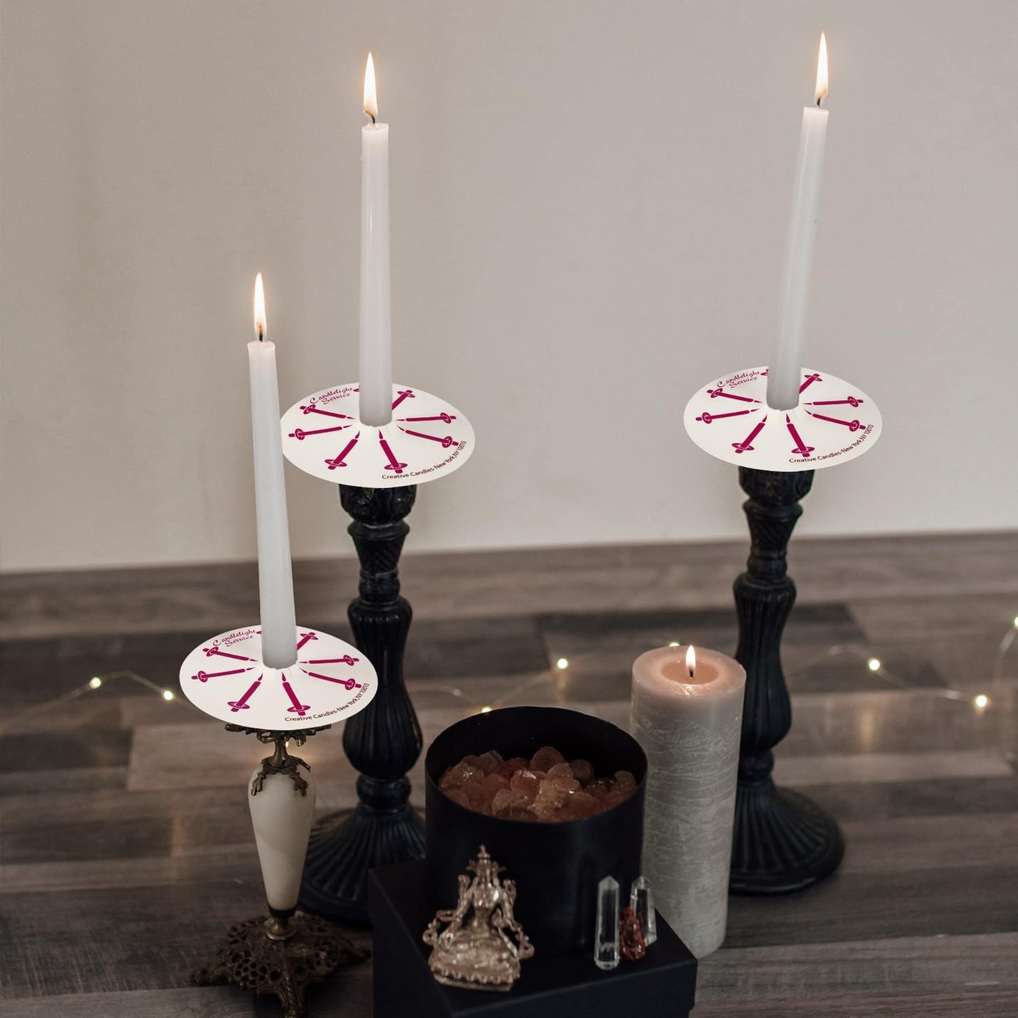 Skiennix Unscented White Church Candles - 150 Packs with Drip Protectors for Vigil Services