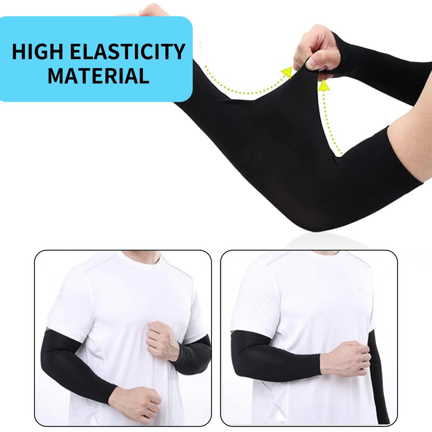 smcca 3Pcs Arm Sleeves for Men Women UV Sun Protection Compression Arm Warmer Tattoo Cover Up, Sports Golf Cooling Sleeves (Black*3)