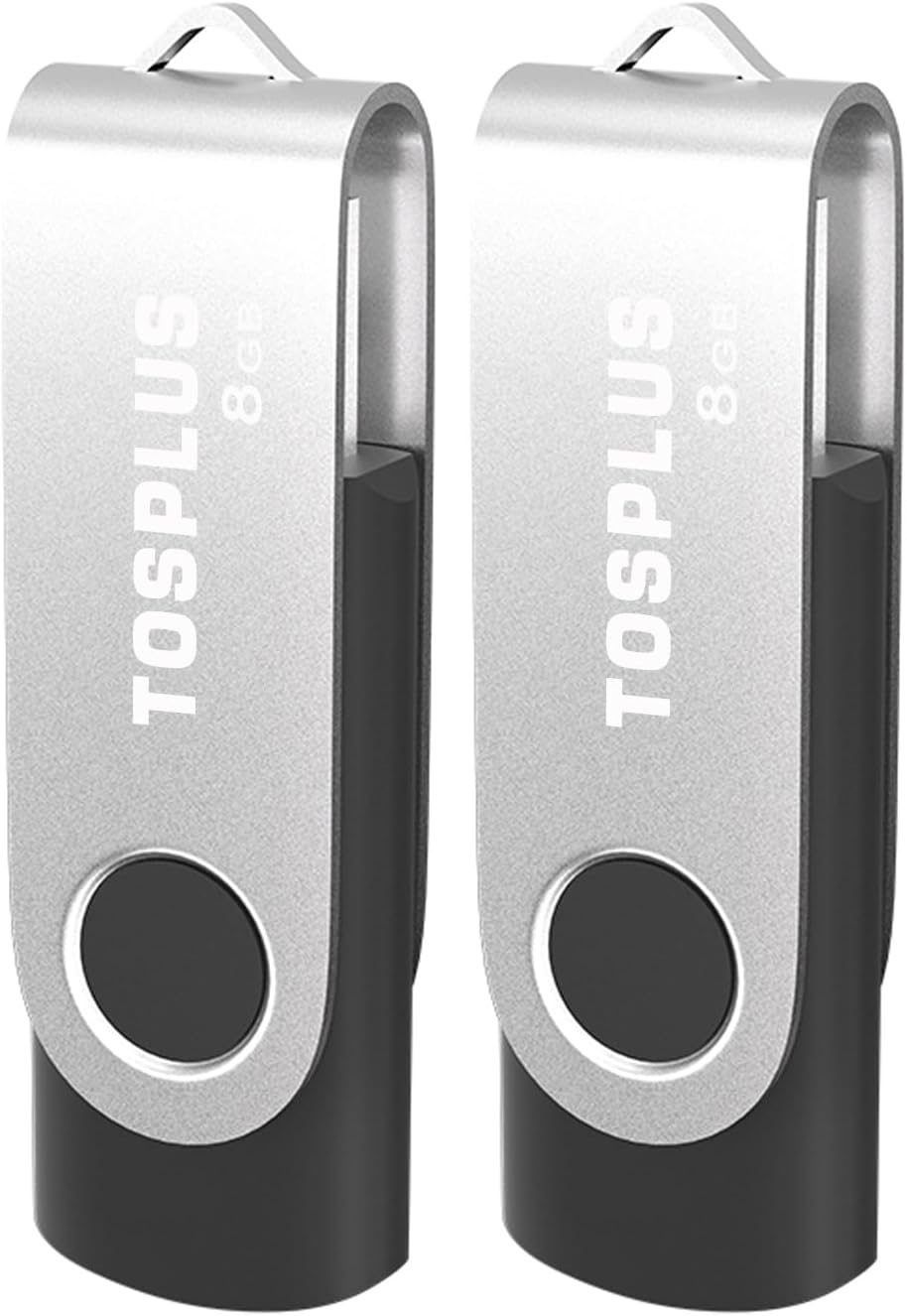 TOSPLUS 2.0 2Pack 8GB USB Flash Drive Thumb Drives Memory Stick Jump Drive Zip Drive Black