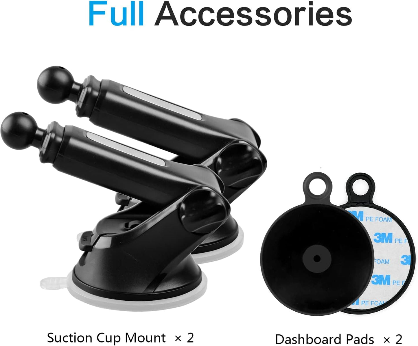 1Zero (2-Pack) GPS Suction Cup Mount for Garmin [Quick Extension Arm], Replacement GPS Dash Ball Mount Dashboard