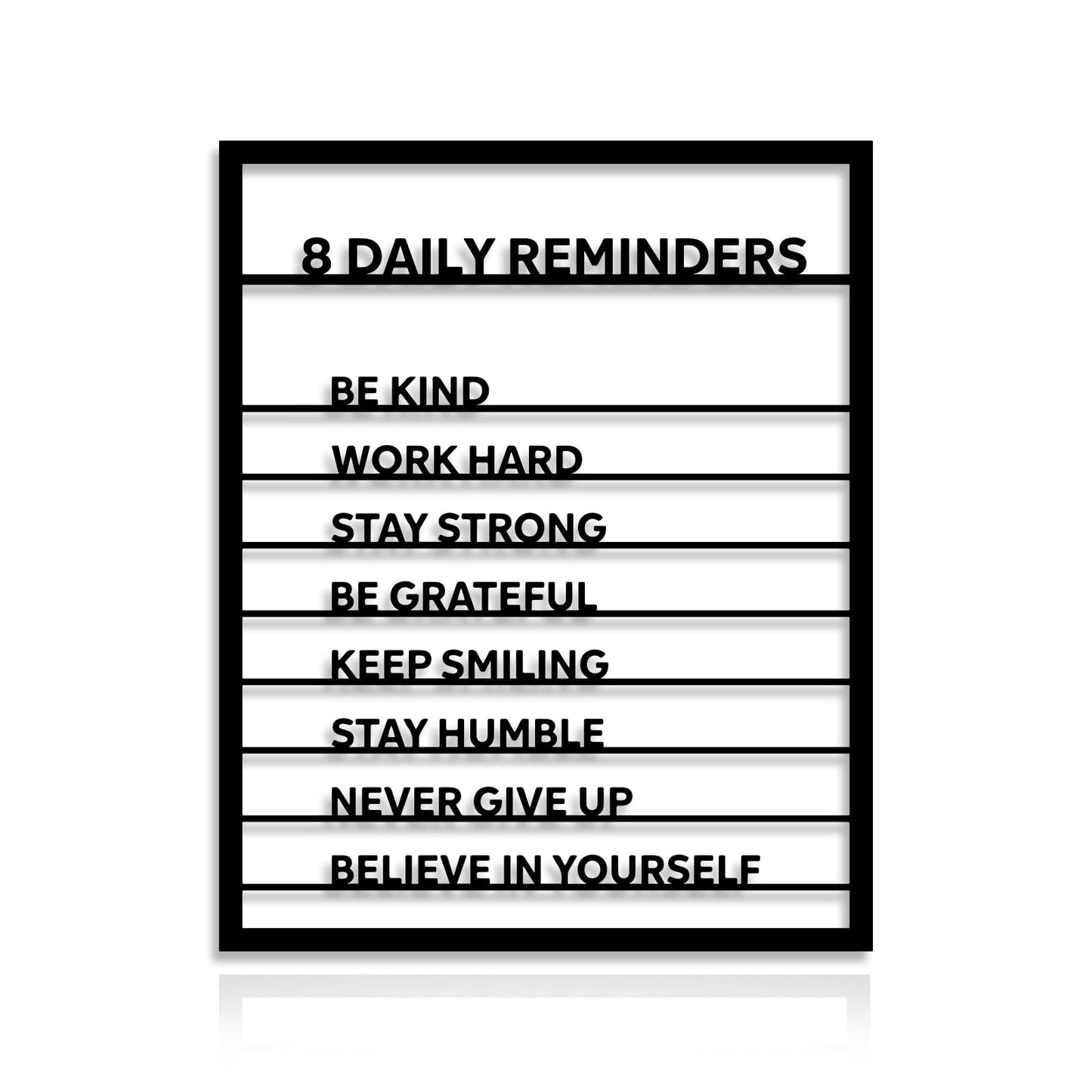 Mavtren 8 Daily Reminders Metal Wall Art - Motivational Quotes Sign for Office Classroom, Inspirational Growth Mindset Decor, Modern Black Iron Plaque for Teen Bedroom, Mental Health Gift