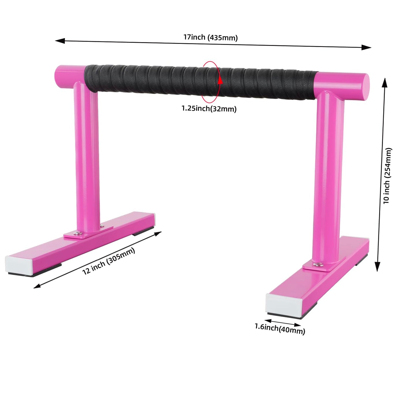 Purife Pink Strength Training Parallettes Push Up Bars, Pushup Handles Calisthenics Equipment for Home Workout, Anti-slip Gymnastics Bars, Handstand & Dip Bar for Outdoor Exercise