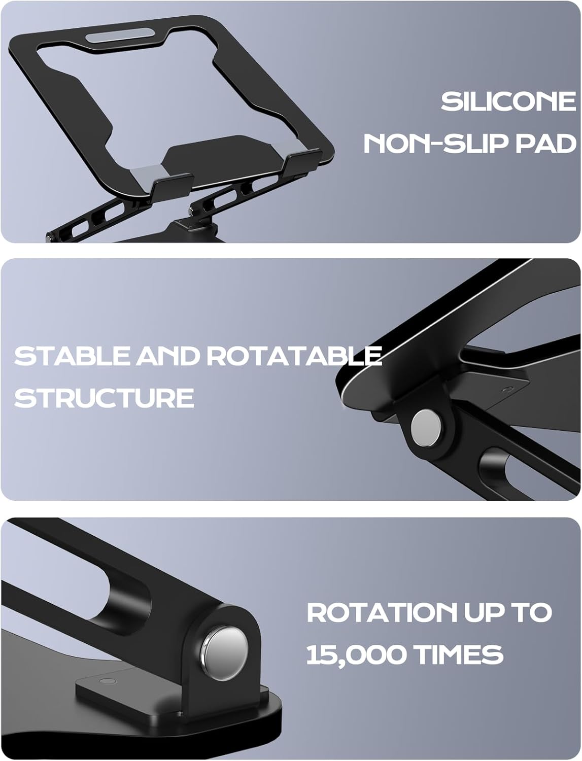 LOXP 10-15.6" Adjustable Laptop Stand for Desk, Metal Foldable Laptop Riser, Portable Ventilated Cooling Lectern