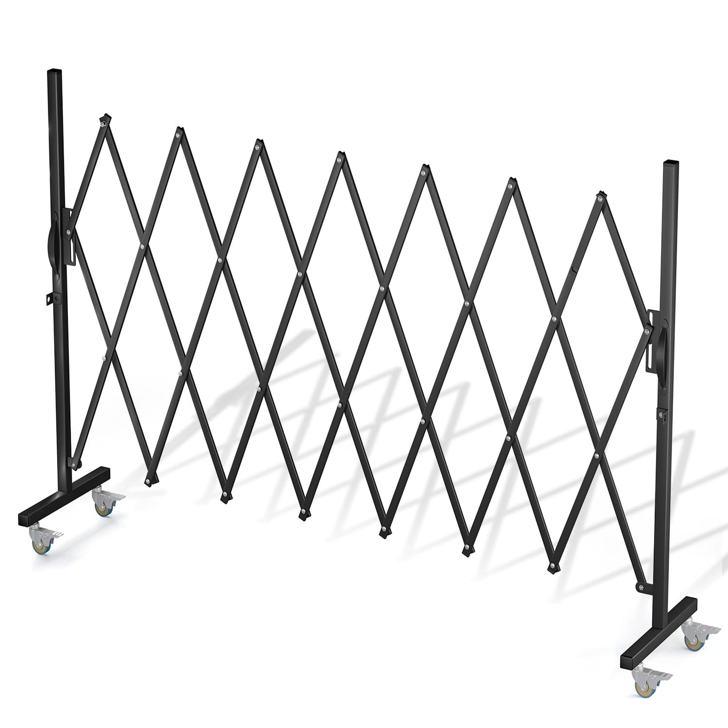 WEWORTH Expandable Barricade Gate,Accordion Garden Yard Outdoor Indoor Portable Folding Security Dog Fence Gates Wall Mount,82" Adjustable Metal Safety Barrier Gate with Casters,Black