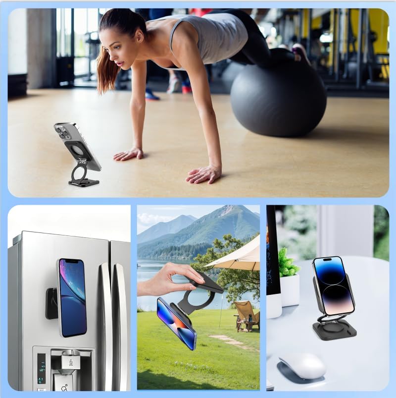 Aerbeis 17/16/15/14/13/12 Square Magnetic Phone Holder Stand for MagSafe iPhone Series, Foldable Phone Adapter Stand